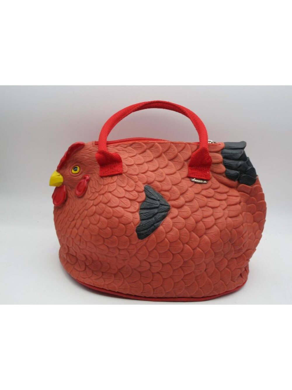 Decca C Red Chicken Handbag Purse Bag Rubber